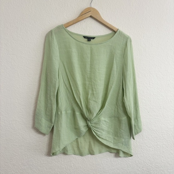 Zac & Rachel Lime green Solid 3/4 Sleeve Blouse Size Large - Picture 1 of 7